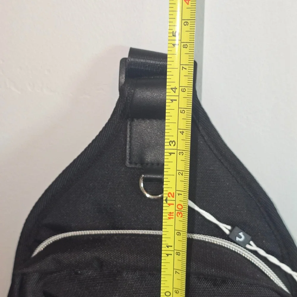 NEW True Religion Black Canvas Sling Bag Crossbody Backpack Horseshoe Clip NEW